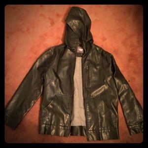 Leather hoodie