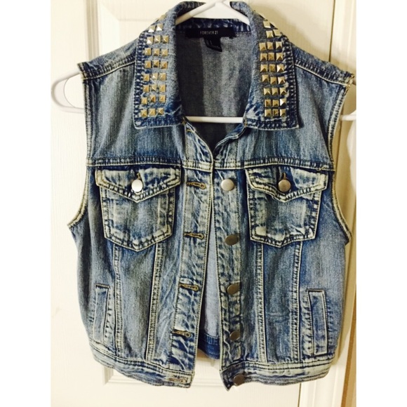 Studded Jean Vest - Picture 1 of 4
