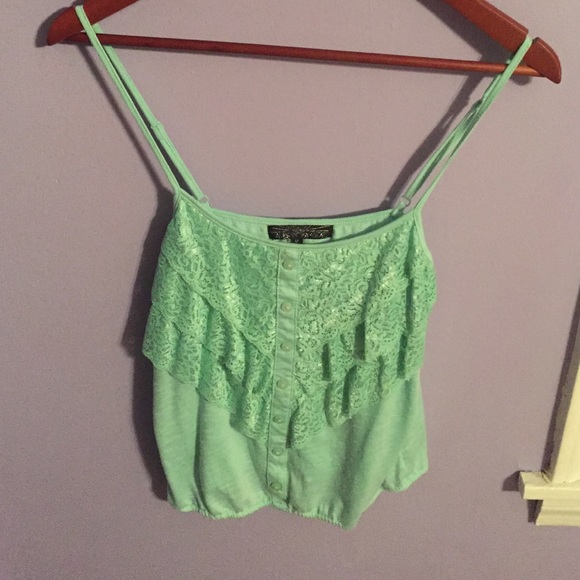 ruffled turquoise tank top - Picture 1 of 2