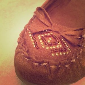 Brown beaded moccasins