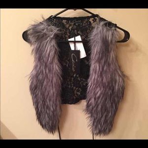 Faux Fur and Lace Vest