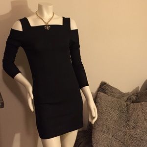 Fall black mini dress