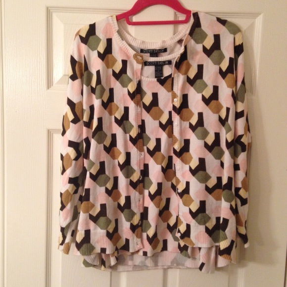 Geometric print sweater set