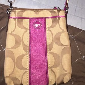 Auth Coach crossbody purse brown mulberry plum