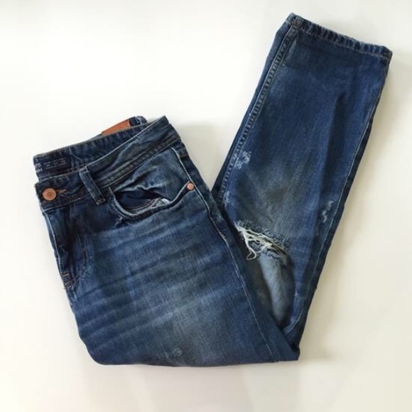 Zara distressed cropped boyfriend jeans