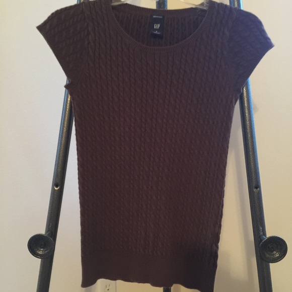 Gap stretch short sleeve cable knit brown top S