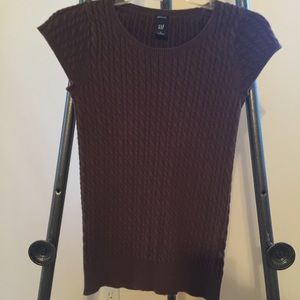 Gap stretch short sleeve cable knit brown top S