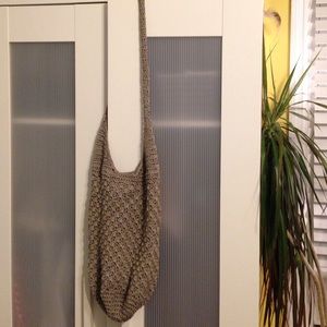 Beige crochet satchel