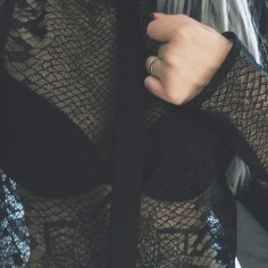 Topshop Sheer Lace Button Up