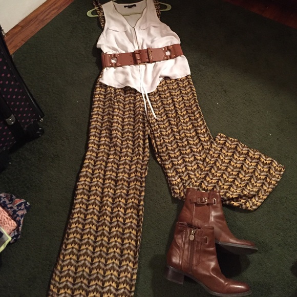 Palazzo pants and sleeveless white tank