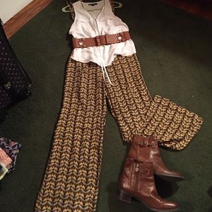 Palazzo pants and sleeveless white tank