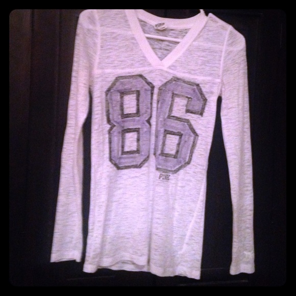 PINK long sleeve burn out tee