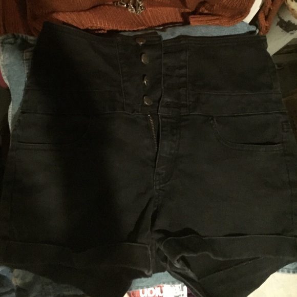 High waisted black shorts