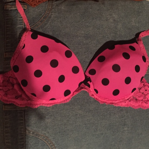 Pink polkadotted bra 34C