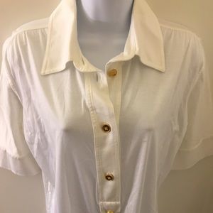 Escada white polo with gold tone buttons! Size 40