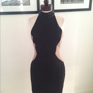Beaded neck contour dress
