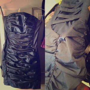 Cache blue metallic strapless dress sz 2