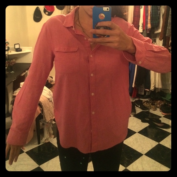 Long sleeve pink\light red collard shirt