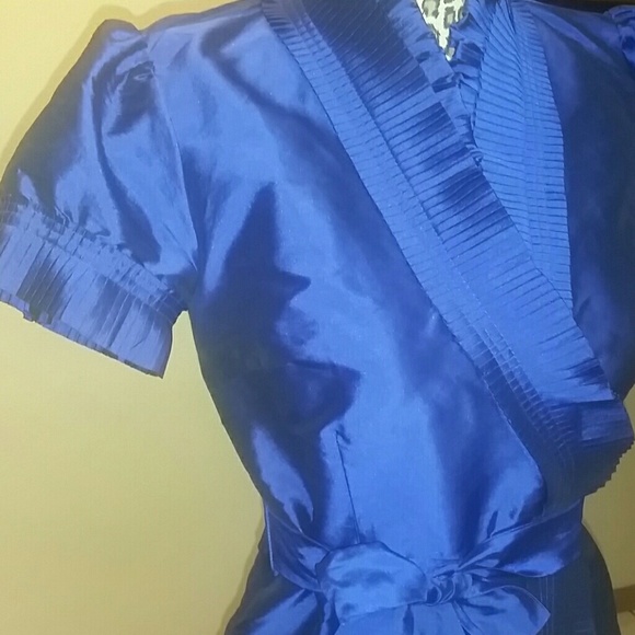 CK ruffled  Royal Blue & tiered Black skirt Suit - Picture 2 of 4