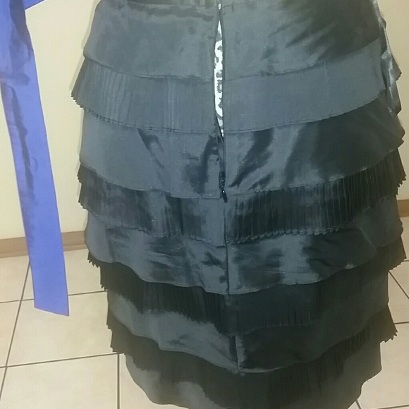 CK ruffled  Royal Blue & tiered Black skirt Suit - Picture 3 of 4