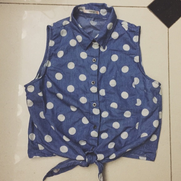 White and Blue Polka Dot Shirt