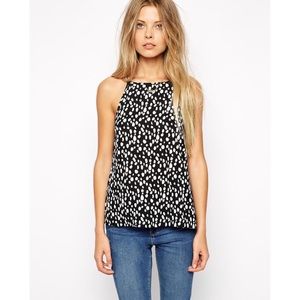 New ASOS High Neck Cami Black Polka Dot Print 6
