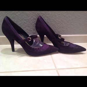 PURPLE SUEDE HEELS - NEVER WORN & CLUTCH