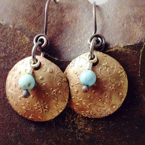 Handmade Copper and Turquoise Earrings
