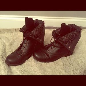 Black Steve Madden Combat Boots