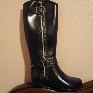 Deep Navy Tall rain Boots with zipper Size 5.5