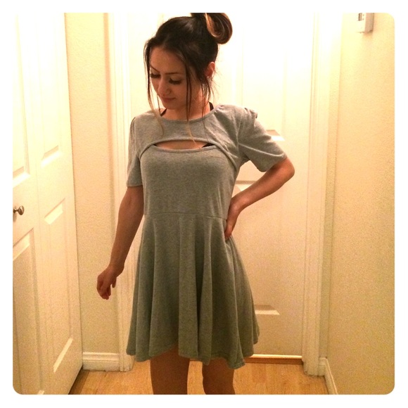 Open front gray dress