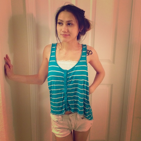 White/blue striped tank top