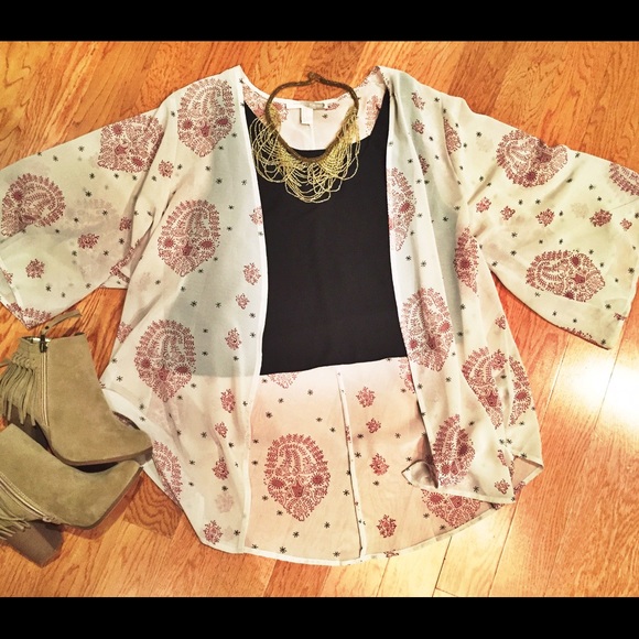 F21-Pink and Cream Kimono