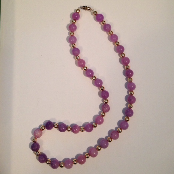 Vintage Purple and Gold Glass Beaded Necklace