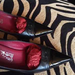 Salvatore Ferragamo Sleek Black Kitten Heels