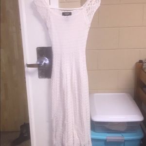 White crochet midi dress.