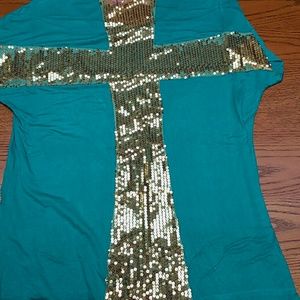 Turquoise Sequined Top