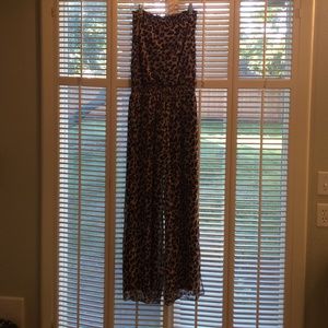 Turquoise Haven lined leopard print romper