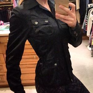 Donna Karen slim fit satin black jacket