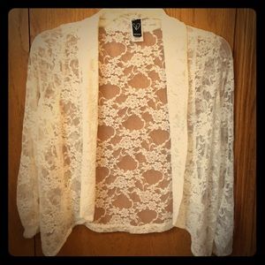 white lace cardigan/blazer