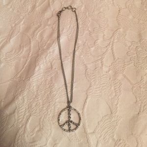 Lucky Brand Peace Pave Necklace