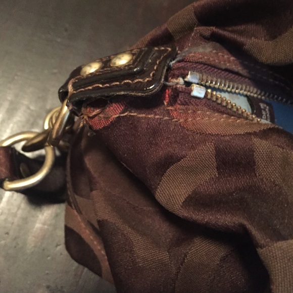 Authentic Brown Coach Purse with turquoise inside. - Picture 2 of 4