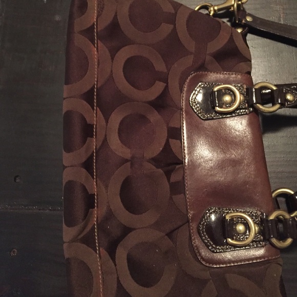 Authentic Brown Coach Purse with turquoise inside. - Picture 3 of 4