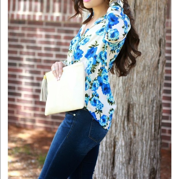 Forever 21 Tops - Blue Floral wrap top Forever 21 Tops - Blue Floral wrap top