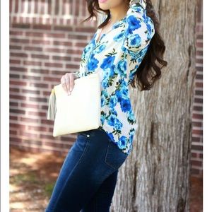 Forever 21 Tops - Blue Floral wrap top Forever 21 Tops - Blue Floral wrap top