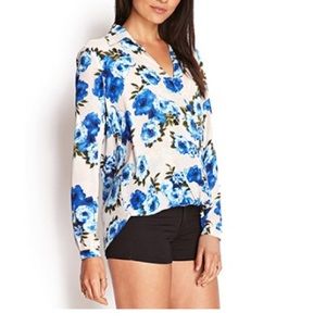 Forever 21 Tops - Blue Floral wrap top Forever 21 Tops - Blue Floral wrap top