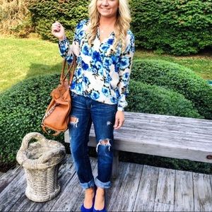 Forever 21 Tops - Blue Floral wrap top Forever 21 Tops - Blue Floral wrap top