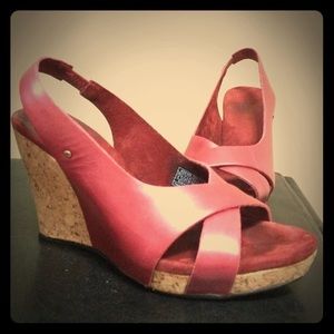 UGGS red cork wedges
