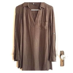 Sparkle & Fade Olive Tunic Shirtdress