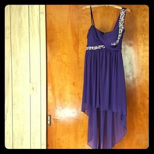 Purple One-Shoulder High Low